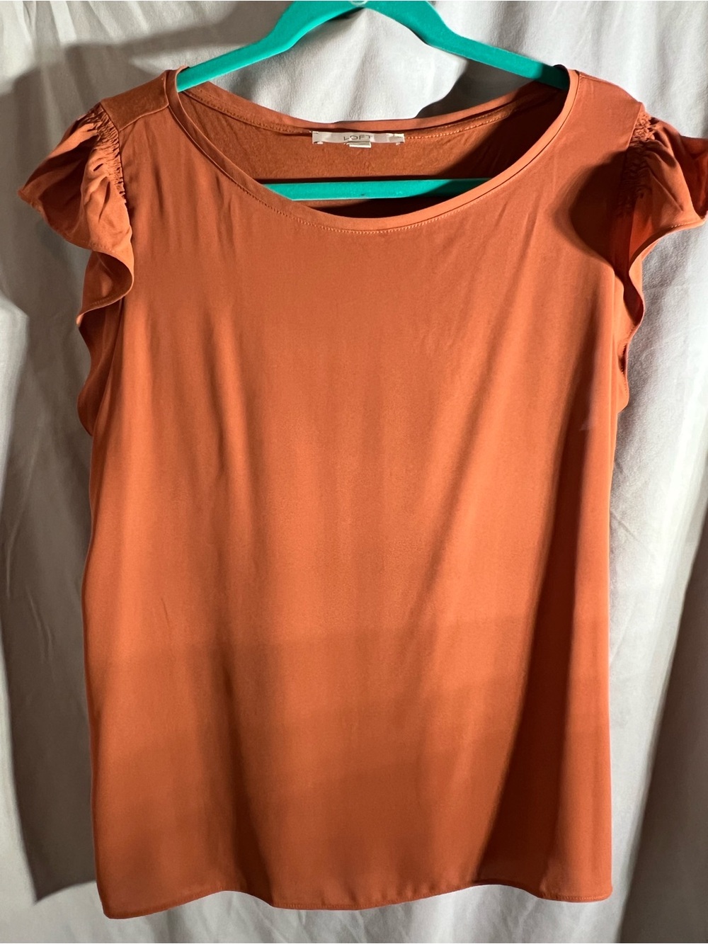 LOFT Burnt Orange Flutter Sleeve Blouse